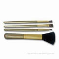 Golden Makeup Brush with Nylon or Animal Hair, Casing Included